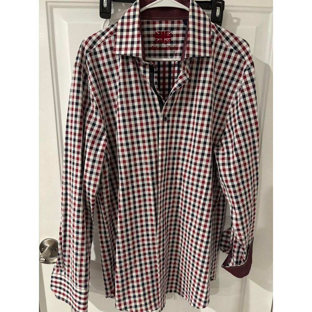 Michelsons London Men's Lg Button‎ Down Shirt Plaid Casual Work